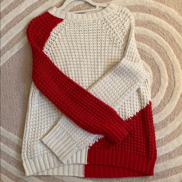 Roxy red & cream color block sweater - Picture 3 of 3